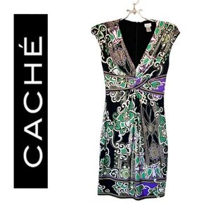 Cache Vintage Style Sleeveless Sheath Print Dress Size 2